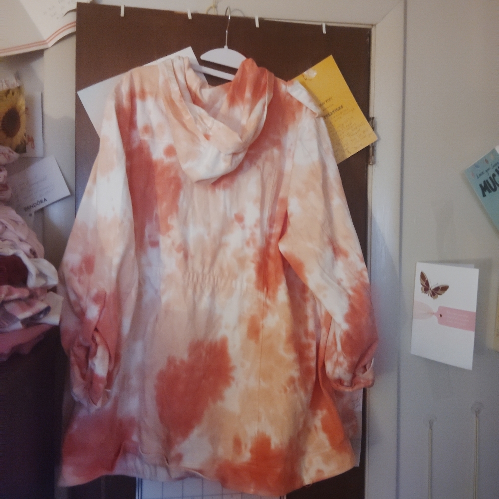 TORRID Tie Dye Pink Twill Hooded Jacket - 3XL - Picture 7 of 10